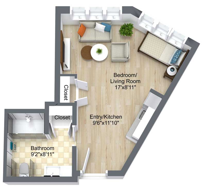 Floor Plan image of Apt E Level 1 Assisted Living Apartment