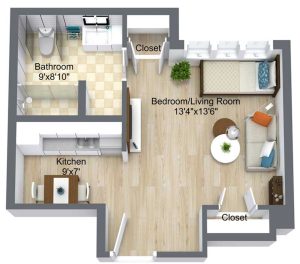 Image of floor plans for Apt F Level 1 Assisted Living Apartment