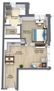 Floor plan image of Apt G Level 1 Assisted Living Apartment