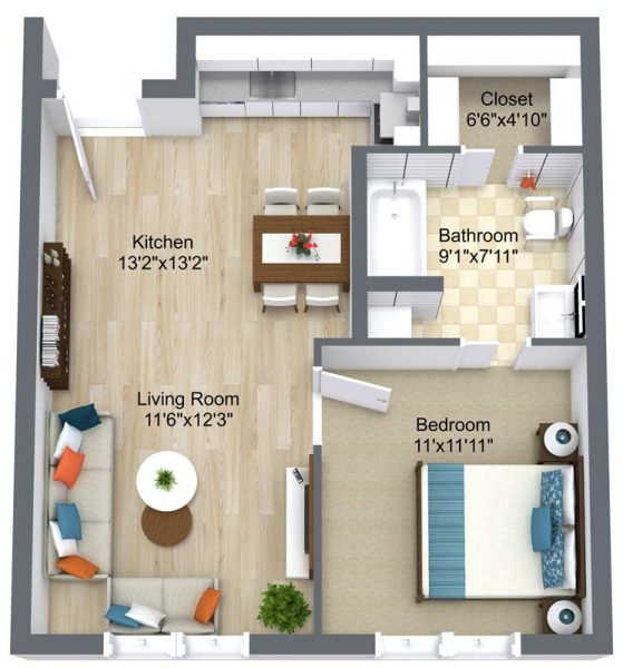 Floor Plan image of Apt K Level 1 Assisted Living Apartment