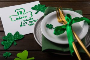 St Patty's Day Invitation with place setting.