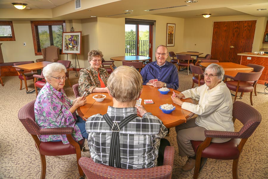 Group of residents playing cards